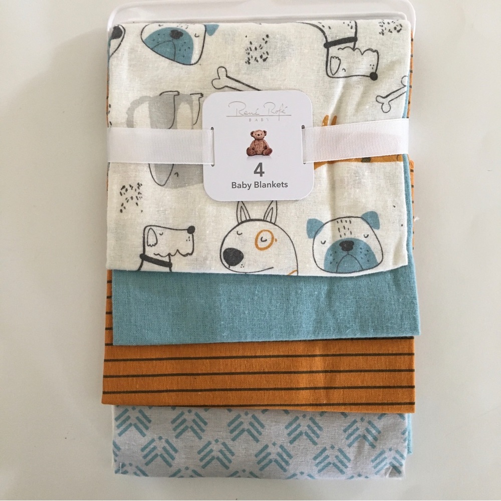 NEW 4 Rene Rofe Baby Receiving Blankets Cotton Variety Patterns